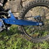 blue swingarm on bike brake side